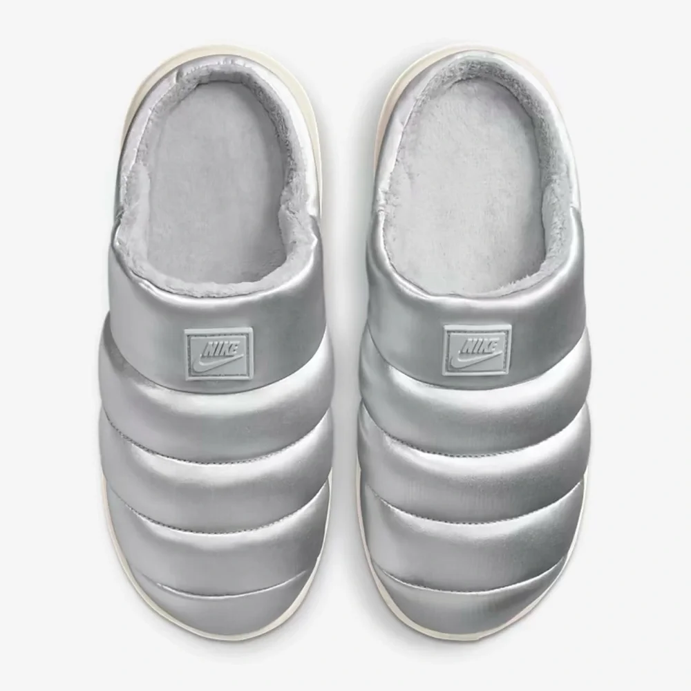 NEW Nike Metallic Silver Slip-On Sneakers - Picture 2 of 6